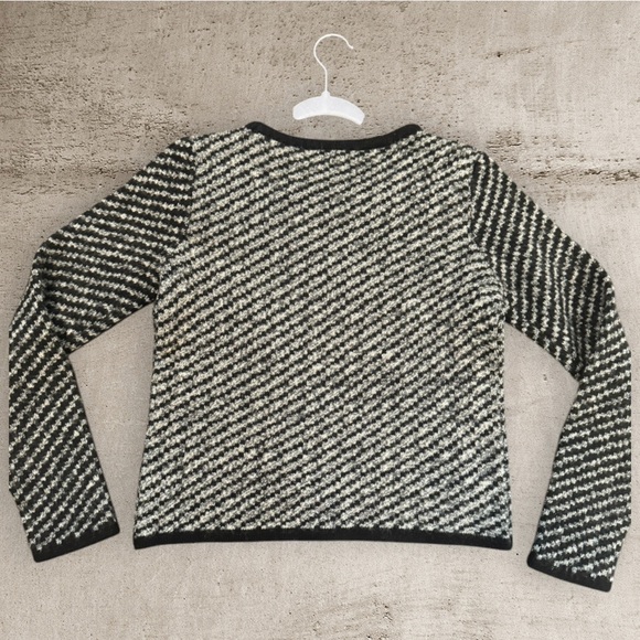 Rag & Bone 100% wool black white grey classic quiet luxury crew neck sweater - Picture 1 of 10